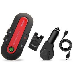 Mini Haut-Parleur Bluetooth Mains Libres Pour Voiture,Pare-Soleil,Téléphone Portable Mains Libres,Stéréo Sans Fil,Régule L'adaptateur 3 Lecteurs - Type Rouge