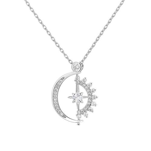 Collier Avec Pendentif Soleil Et Lune Argent