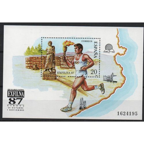 Espagne Timbre Exposition Préolympique 1987