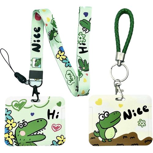 Lot De 2 Porte Badge Tour De Cou Porte Badge Crocodile Porte Badge Support Badge Detachable Convient Pour Les Détenteurs De Pièces D'identité, Cartes De Bus, Cartes De Crédit