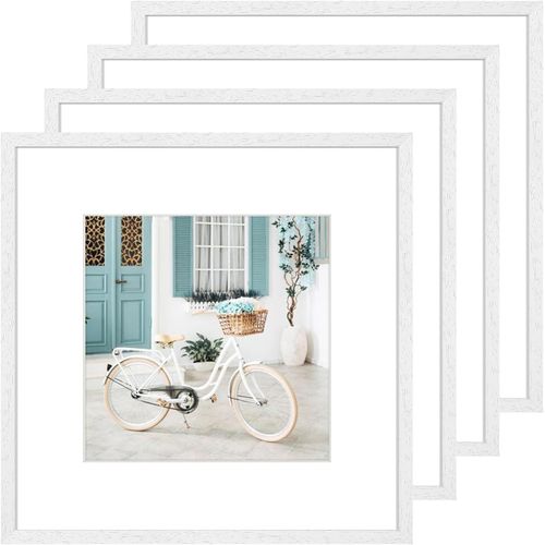 Structure d'image en bois massif 12x12, cadre en bois massif, différents cadres de couleur optionnels pour les photos ou les images, 30x30 cm, 4 cadres blancs