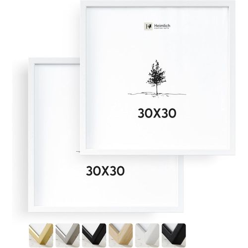 2x Cadre Photo 30x30 cm en Bois Blanc | Cadre 30x30 cm | Cadre à Documents 30x30 | Verre Acrylique Incassable Excellente Qualité Durable | Décoration Murale 30x30