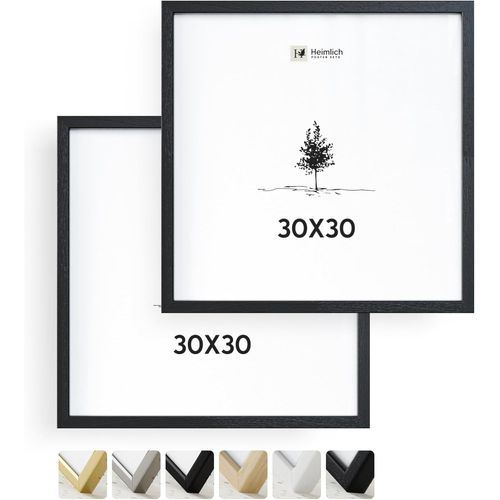 2x Cadre Photo 30x30 cm en Bois Noir | Cadre 30x30 cm | Cadre à Documents 30x30 | Verre Acrylique Incassable Excellente Qualité Durable | Décoration Murale 30x30
