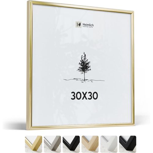 1x Cadre Photo 30x30 cm en Aluminium Doré | Cadre 30x30 cm | Cadre à Documents 30x30 | Verre Acrylique Incassable Excellente Qualité Durable | Décoration Murale 30x30