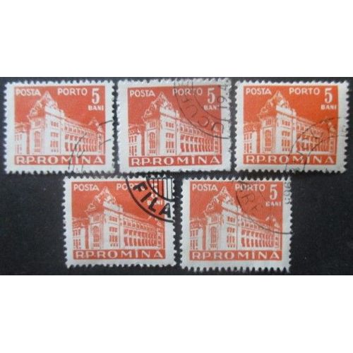 Roumanie Taxe N°122 X 5 Partie Gauche Oblitéré