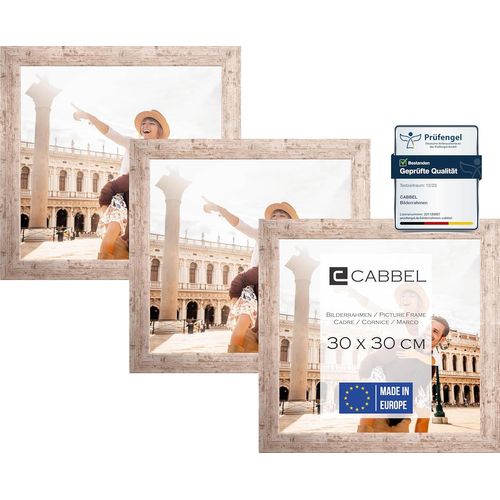 Lot de trois (3 pcs.) cadres photo 30x30 cm MDF cadre en bois en bouleau | avec verre plexi incassable/Moderne