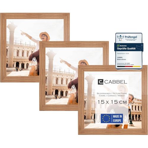 Lot de 3 cadres photo 15x15 MDF cadre en bois avec verre acrylique incassable en Chêne