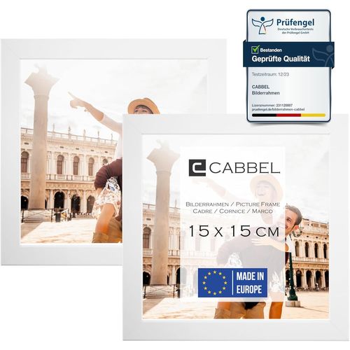 Lot de 2 Cadres Photo 15x15 cm, Blanc, Cadre Stable en Bois MDF, Verre plexi incassable, a¿ Suspendre & a¿ Poser, IDE¿al pour Photos/Images/collages