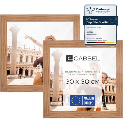 Lot de 2 Cadres Photo 30x30 cm, Chêne, Cadre Stable en Bois MDF, Verre plexi incassable, a¿ Suspendre & a¿ Poser, IDE¿al pour Photos/Images/collages