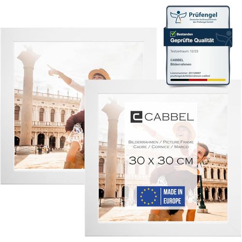 Lot de 2 Cadres Photo 30x30 cm, Blanc, Cadre Stable en Bois MDF, Verre plexi incassable, a¿ Suspendre, IDE¿al pour Photos/Images/collages