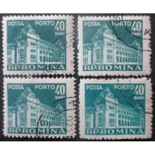 Roumanie Taxe N°125 X 4 Partie Gauche Oblitéré