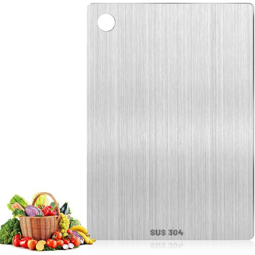 Planche À Découper En Titane,Yamato Titanium,Planche A Decouper Inox Pour La Cuisine,Pour La Viande,Fromage,Le Pain,Les Légumes,Les Fruits(30 X 20 Cm)