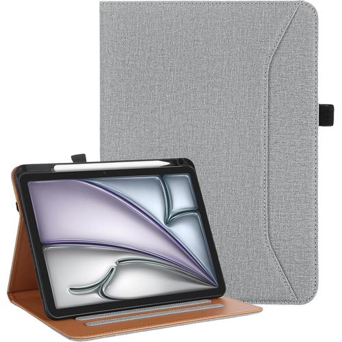 Coque Pour Ipad Air 11 Pouces,Coque Pour Ipad Air 2024 M2 Avec Dragonne,Housse Étui Coque Pour Ipad Air 4 5 6eme Generation Avec Porte Stylo,Gris(Q1857)