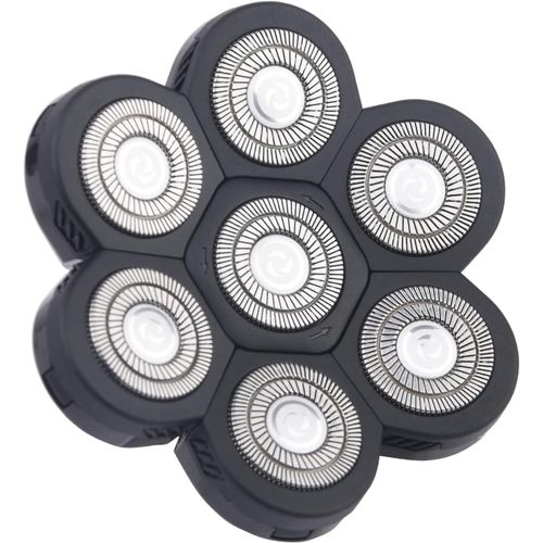 Lames de rasoir électrique à 7 têtes,lame flottante lavable de rechange pour homme (noir argenté)(Q827)