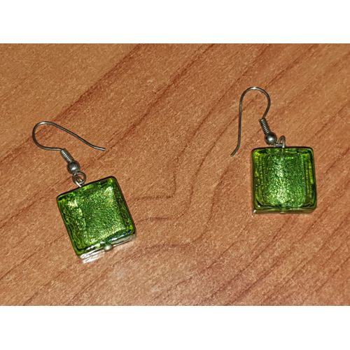Paire De Boucles D'oreilles Pierre Verte