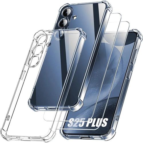 Coque Pour Samsung Galaxy S25 Plus (Galaxy S25+) Tpu Antichoc Transparente + 2 Verres Trempés Vitre Protection - E.F.Connection