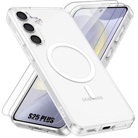 Coque Pour Samsung Galaxy S25 Plus (Galaxy S25+) Avec Cercle Magnétique + 2 Verres Trempés Vitre Protection Ecran - E.F.Connection