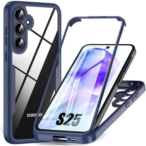Coque Pour Samsung Galaxy S25, Protection Intégrale Bordure Renforcée - Bleu Marine - E.F.Connection