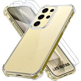 Coque Pour Samsung Galaxy S25 Ultra - Protection Silicone Antichoc Transparent + 2 Verres Trempés - E.F.Connection