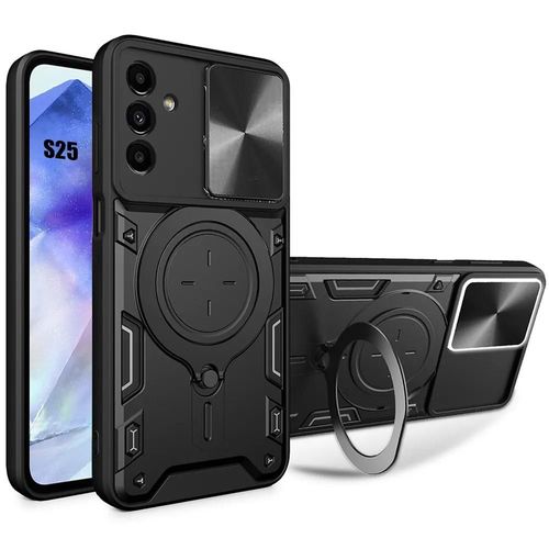 Coque Pour Samsung Galaxy S25, Rigide Antichoc Avec Anneau Support Et Protection Objectif - Noir - E.F.Connection