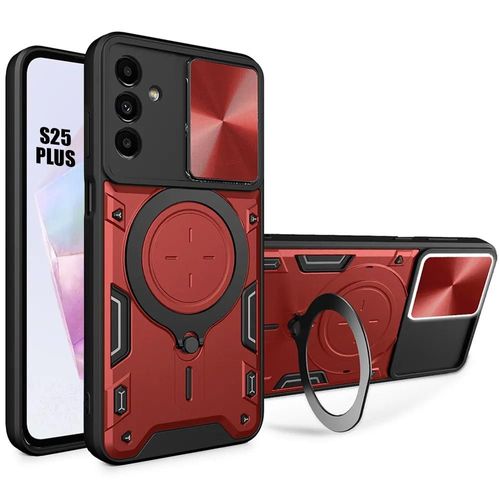 Coque Pour Samsung Galaxy S25 Plus (Galaxy S25+) Antichoc Avec Protection Caméra Coulissante- Rouge - E.F.Connection