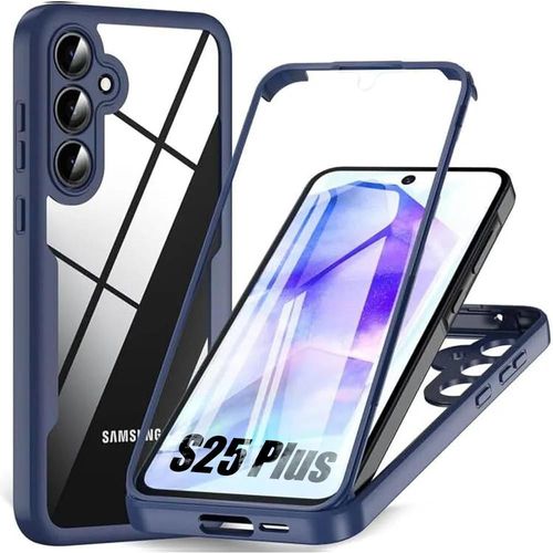 Coque Pour Samsung Galaxy S25 Plus (Galaxy S25+), Protection Intégrale Avant Et Arrière Double Face - Bleu Marine - E.F.Connection