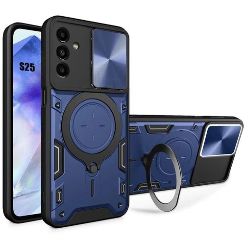 Coque Pour Samsung Galaxy S25, Bleu Marine - Antichoc Support Anneau Arrière Cache Caméra - E.F.Connection