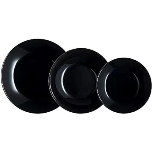 Vaisselle - Luminarc - Arc Zelie - 18 Pièces - Verre Opale - Noir - Lavastoviglie - Elegante E Raffinato