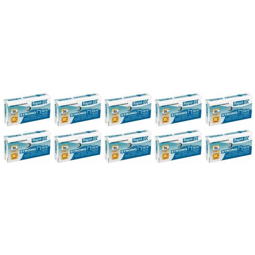 Rapid Lot De 10 Boites De 1000 Agrafes Strong N¿ 10/4, Galvanis¿