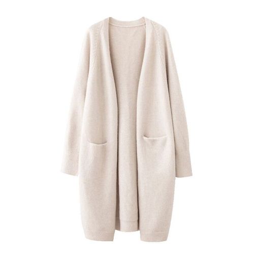 Femmes Solide Document Adt Optique Chaud Pull Cardigan Poche Dames Printemps Automne Col En V Espèrement Manteau Femme Casual Y-C-124