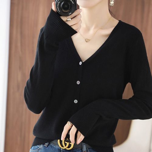 Cardigan À Col En V Pour Femme,Manteau Court,Pull Simple,Mode Polyvalente,Petit Cardigan Extérieur,Printemps Et Automne,2023