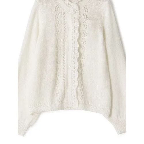 Cardigan Évidé À Garniture De Pétale À Simple Boutonnage Pour Femme,Haut En Tricot Doux Pour Femme,Pull Pour Femme,Début Du Printemps