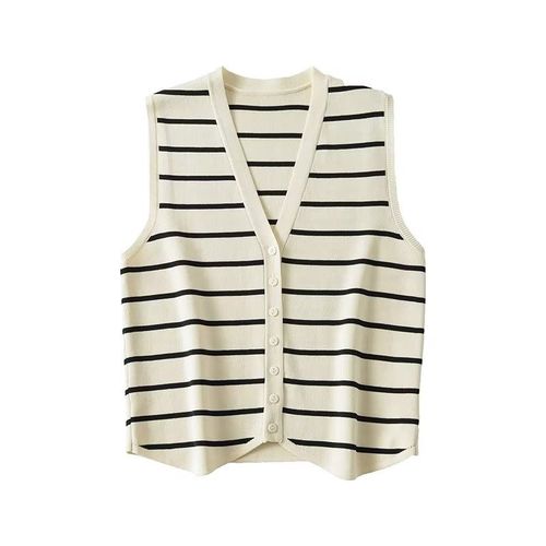 Zevity-Cardigan À Simple Boutonnage Pour Femme,Col En V,Motif Rayé En Fibre,Glaçure Chic,Nouvelle Mode Féminine,Y-Sw4789