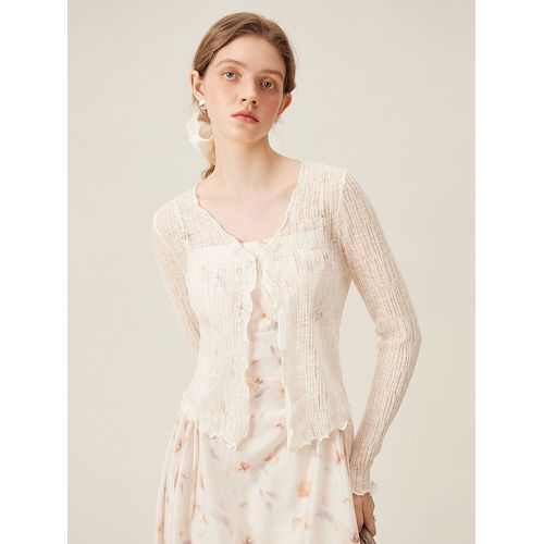 Fsle-Cardigan À Manches Longues Pour Femme,Chemise Fine Avec Protection Solaire,Vêtement D'été Doux Et Climatisé,24fs12119