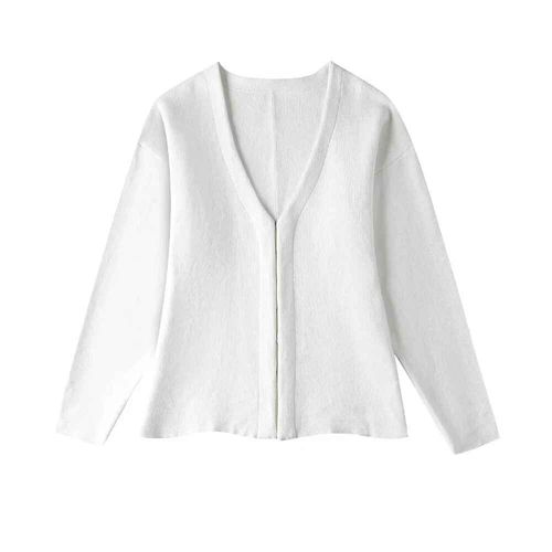 Asds-Pull Cardigan En Tricot Ajusté À Crochet Avant Pour Femme,Col En V,Manches Longues,Ourlet Fendu Sur Le Côté,Pull Chic Pour Femme,Mode Y