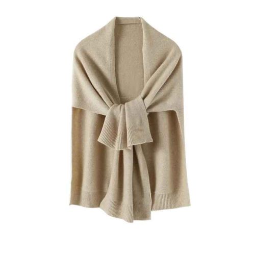 Châle Avec Écharpe En Y Pour Femme,Poncho Chaud Et Sauvage,Cardigan Solide,Nouvelle Mode Coréenne,Automne Et Hiver 2024