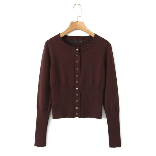 Cardigan À Manches Sulfpour Femme,Vêtement Vintage,Court,Triblockchain,Boutonné,Marron,Sexy,À La Mode,Automne