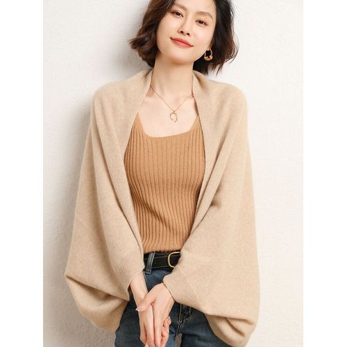 Châle En Laine Mérinos Pour Femme,Cardigan En Cachemire,Pull Écharpe,Pull Doux Et Chaud,Pur Document,Mode Féminine,Automne,Hiver
