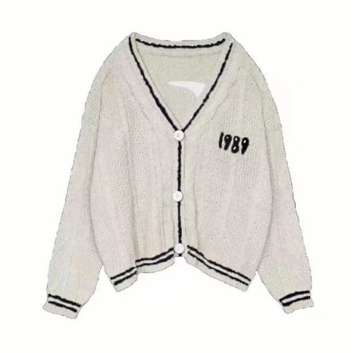 Cardigan Brodé D'oiseaux Pour Femme,Tricot Spécial,Style Slouchy,Pull Vintage,Bleu,1989,1989