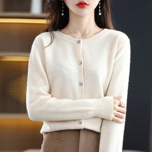 Cardigans À Simple Boutonnage Pour Femmes,Pull À Col Rond,Court,Mince,Dame,Tricots,Solide,Coréen,Automne,Hiver,2024