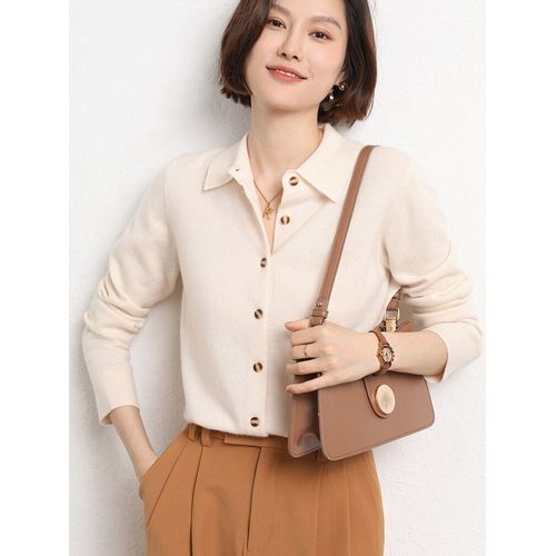 Pull En Laine Mérinos Pour Femme,Col Polo,Cardigan Sur Mesure,Tricots Décontractés En Cachemire,Veste Douce Adt,Fond,Automne,Hiver