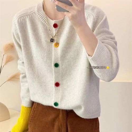 Cardigan Japonais Doux Et Frais À Col Rond Pour Femme,Manteau En Tricot À Boutons Colorés,Style Académique,Pull Occidental Polyvalent