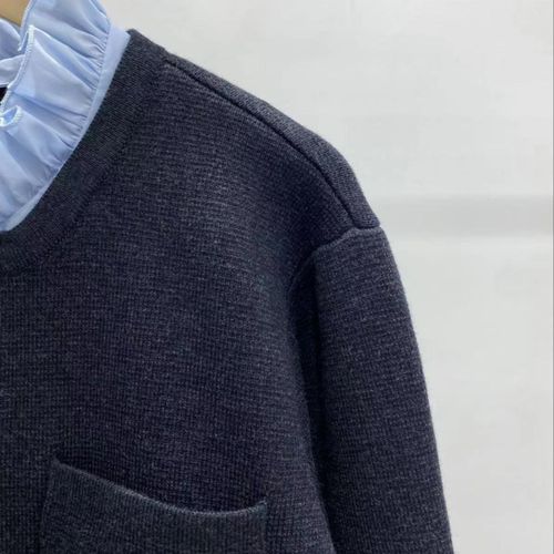 Cardigan En Tricot À Manches Longues Pour Femmes Avec Poche Lettre Brodée,Manteau Pull,Col À Volants Cousus,Dames