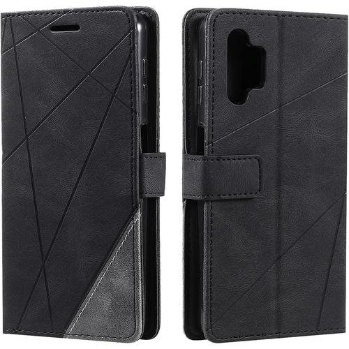 Coque Pour Samsung Galaxy A32 5g, Rabat Portefeuille De Protection Cuir Pu Etui, Slim Silicone Tpu Bumper Magnétique Housse, Flip Porte Cartes Avec Fonction Support Cover Antichoc [Coq315060]