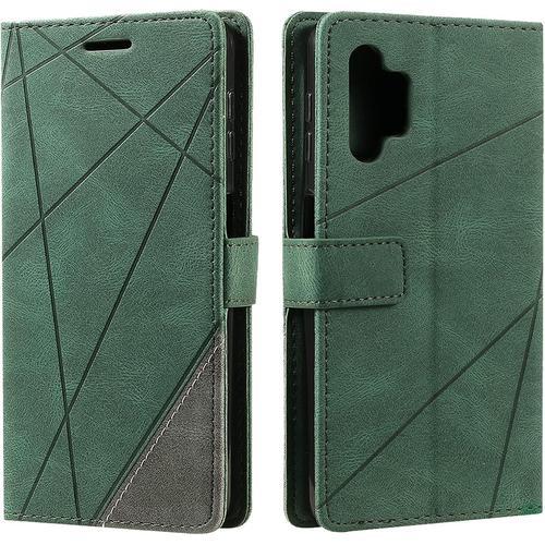 Coque Pour Samsung Galaxy A32 5g, Rabat Portefeuille De Protection Cuir Pu Etui, Slim Silicone Tpu Bumper Magnétique Housse, Flip Porte Cartes Avec Fonction Support Cover Antichoc [Coq315002]