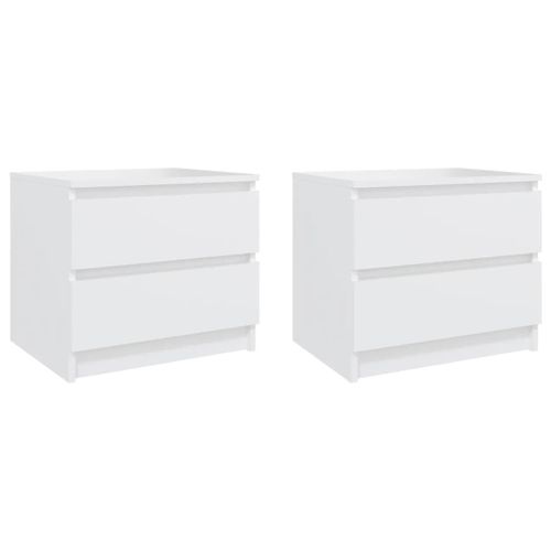 Vidaxl Tables De Chevet 2 Pcs Blanc 50x39x43,5 Cm Aggloméré