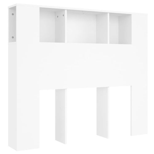 Tête De Lit Avec Rangement Accessoire De Lit Table De Chevet Étagère 120 X 18,5 X 104,5 Cm Mdf Blanc Tdl0200110