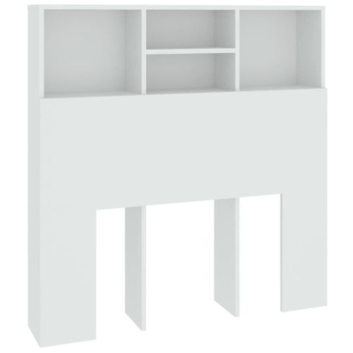 Tête De Lit Avec Rangement Accessoire De Lit Table De Chevet Étagère 100 X 19 X 103,5 Cm Mdf Blanc Tdl0200111
