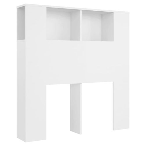 Tête De Lit Avec Rangement Accessoire De Lit Table De Chevet Étagère 100 X 18,5 X 104,5 Cm Mdf Blanc Tdl0200112