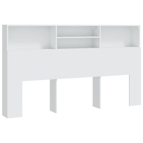 Tête De Lit Avec Rangement Accessoire De Lit Table De Chevet Étagère 180 X 19 X 103,5 Cm Mdf Blanc Tdl0200103
